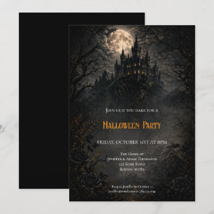 Invitation à la fête d'Halloween du château hanté