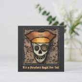 Invitation à la fête d'Halloween du crâne pirate p (Debout devant)