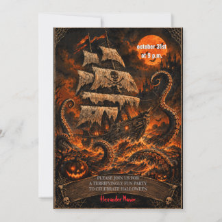 Invitation à la fête d'Halloween du Kraken sur un