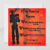 Invitation à la fête d'Halloween du manoir hanté (Dos)