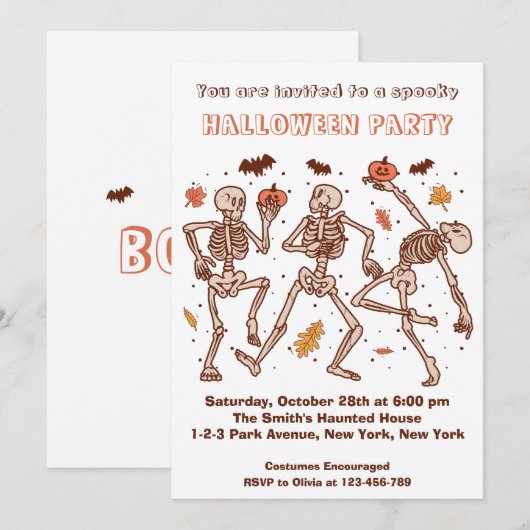 Invitation à la fête d'Halloween Éffrayant pour en (Devant / Derrière)