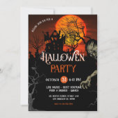 Invitation à la fête d'Halloween Éffrayante orange (Devant)