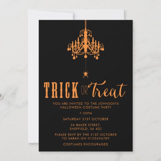 Invitation à la fête d'Halloween - élégant invitat (Devant)