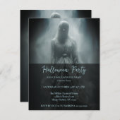 Invitation à la fête d'Halloween en Gris (Devant / Derrière)