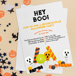 Invitation à la fête d'Halloween Hey Boo