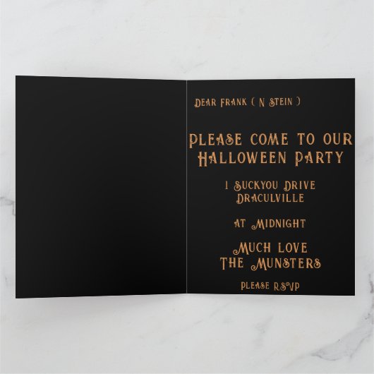 Invitation à la fête d'Halloween Illustration Skul (Intérieur)