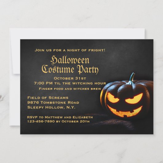 Invitation à la fête d'Halloween Jack-O-Lantern (Devant)