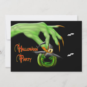 Invitation à la fête d'Halloween - Main de sorcièr
