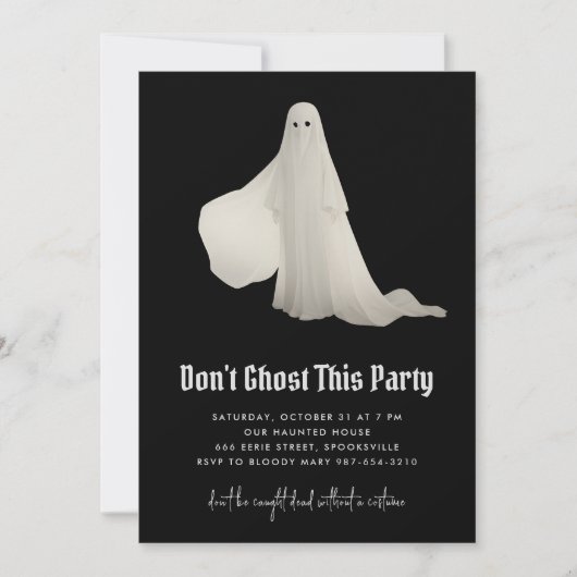 Invitation à la fête d'Halloween 'Ne fantôme pas c (Devant)