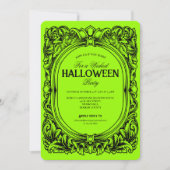 Invitation à la fête d'Halloween noir vert (Devant)