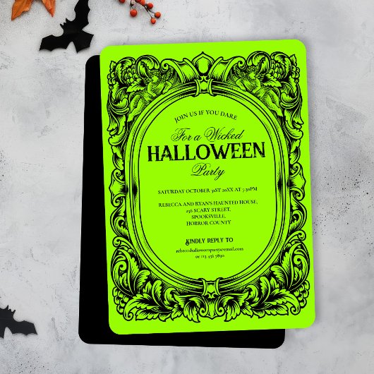 Invitation à la fête d'Halloween noir vert
