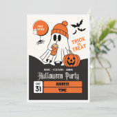 Invitation à la fête d'Halloween orange et noir (Debout devant)