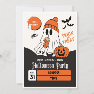 Invitation à la fête d'Halloween orange et noir