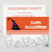 Invitation à la fête d'Halloween Orange & Noir (Devant / Derrière)