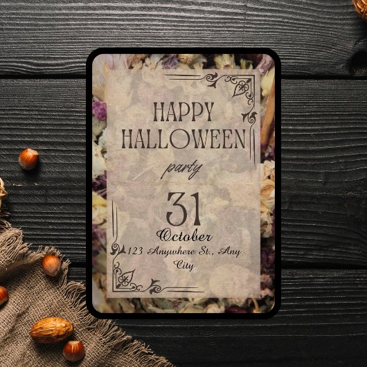 Invitation à la fête d'Halloween pour adultes flor