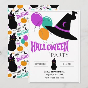 Invitation à la fête d'Halloween pour chats