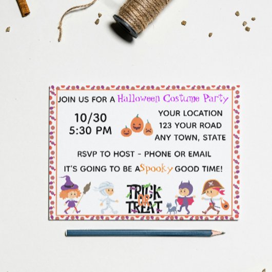 Invitation à la fête d'Halloween pour enfants