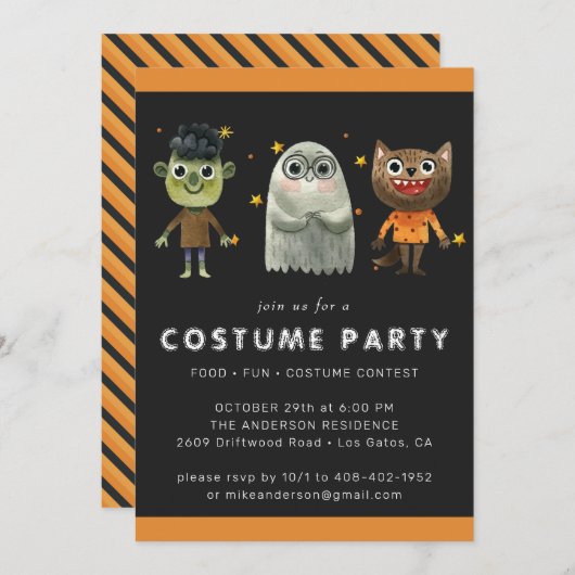 Invitation à la fête d'Halloween pour enfants (Devant / Derrière)