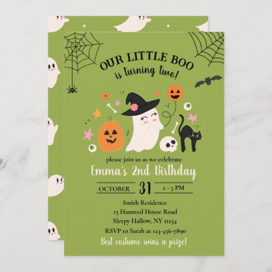 Invitation à la fête d'Halloween pour le 2e annive (Devant / Derrière)