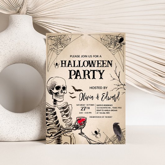 Invitation à la fête d'Halloween pour le crâne adu