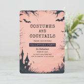 Invitation à la fête d'Halloween rose chic (Debout devant)