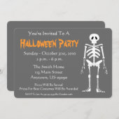 Invitation à la fête d'Halloween (Skeleton Grey) (Devant / Derrière)