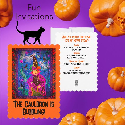 Invitation à la fête d'Halloween sorcière customis