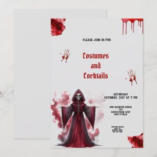 INVITATION À LA FÊTE D'HALLOWEEN SQUELETTE ET SANG