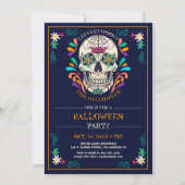 Invitation à la fête d'Halloween Sugar Skull (Devant)