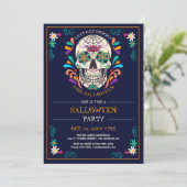 Invitation à la fête d'Halloween Sugar Skull (Debout devant)