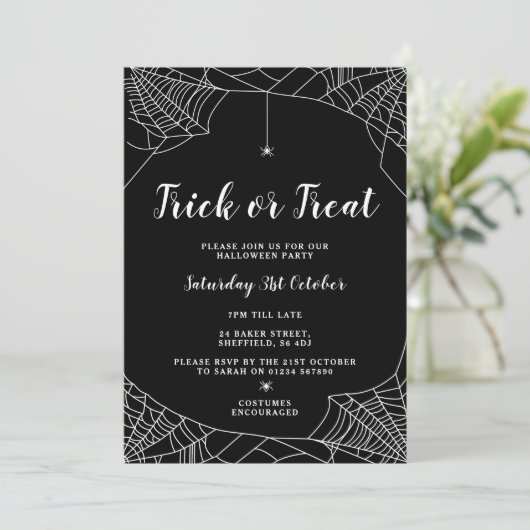 Invitation à la fête d'Halloween - Thème Araignée (Debout devant)