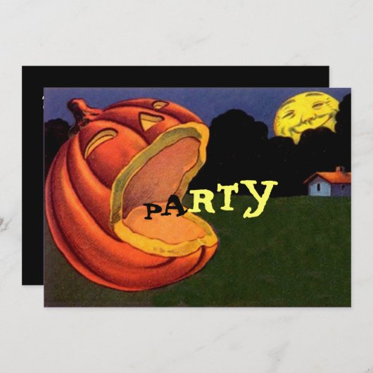 Invitation à la fête d'Halloween Vintage (Devant / Derrière)