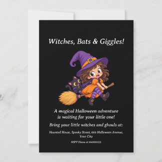 Invitation à la fête d'Halloween Witches Bats & Gi