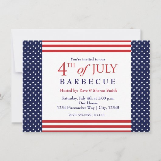 Invitation à la fête d'indépendance du 4 juillet (Devant)