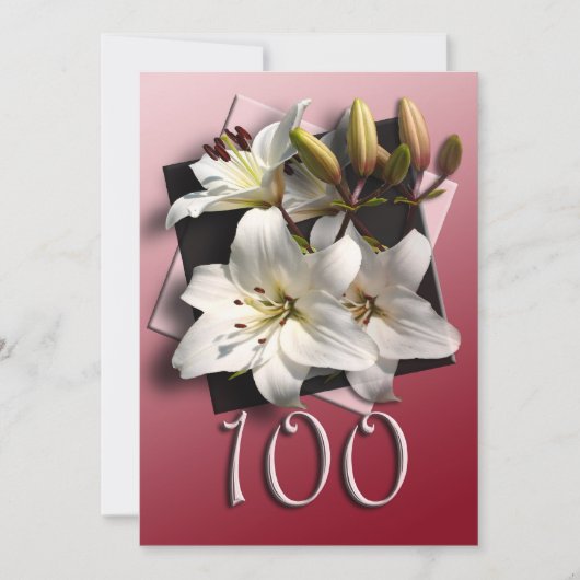 Invitation à la fête du 100e anniversaire - Lys bl (Devant)