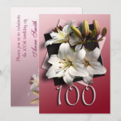 Invitation à la fête du 100e anniversaire - Lys bl (Devant / Derrière)