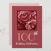 Invitation à la fête du 100e anniversaire Roses ro (Devant / Derrière)