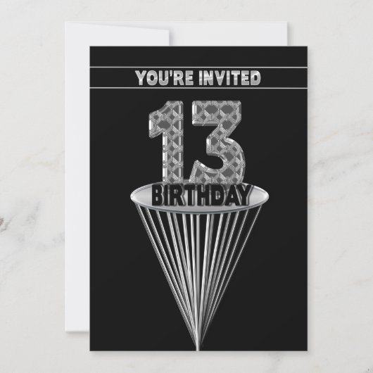 Invitation à la fête du 13e anniversaire - Argent (Devant)