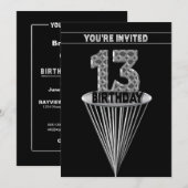 Invitation à la fête du 13e anniversaire - Argent (Devant / Derrière)