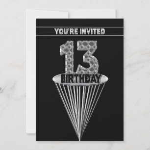 Invitation à la fête du 13e anniversaire - Argent