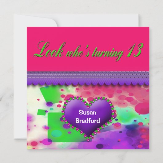 Invitation à la fête du 13e anniversaire - Fille (Devant)