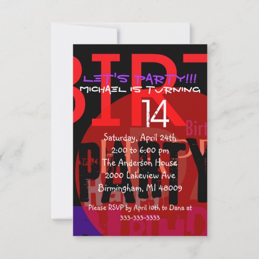 Invitation à la fête du 14e anniversaire typograph (Dos)