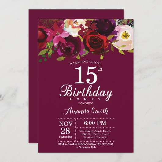 Invitation à la fête du 15e anniversaire de la flo (Devant / Derrière)