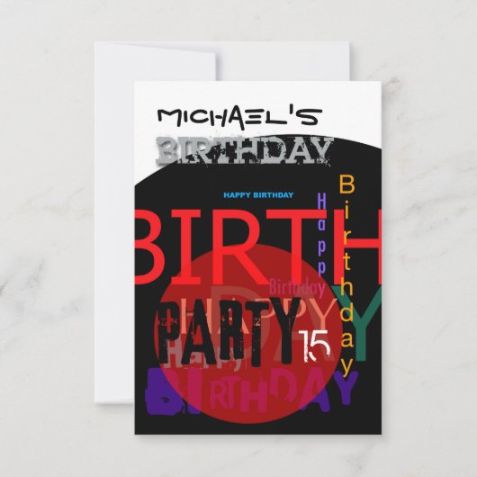 Invitation à la fête du 15e anniversaire typograph (Devant)