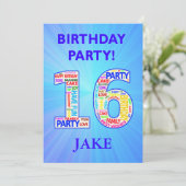 Invitation à la fête du 16e anniversaire Ajouter u (Debout devant)
