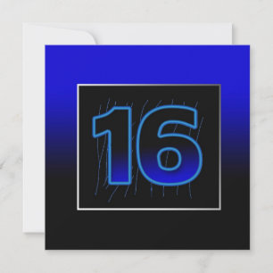 Invitation à la fête du 16e anniversaire - Bleu/No