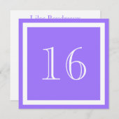 Invitation à la fête du 16e anniversaire - Purple (Devant / Derrière)