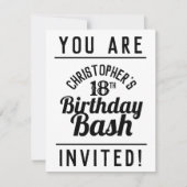 Invitation à la fête du 18e anniversaire (Devant)