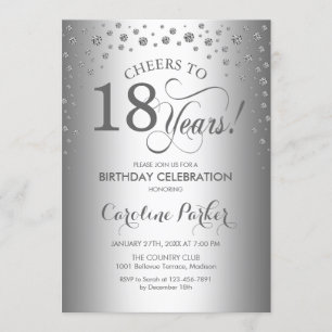Invitation à la fête du 18e anniversaire - Argent
