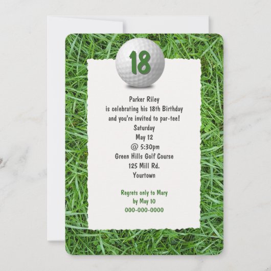 Invitation à la fête du 18e anniversaire de Golfer (Devant)